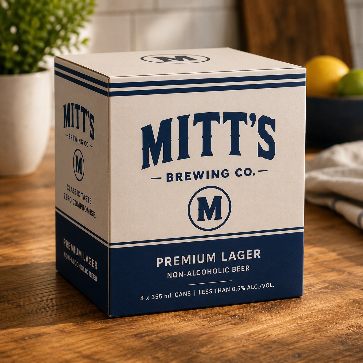 Mitt's Premium Lager four-pack carton